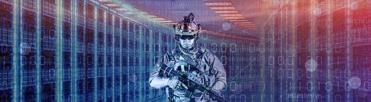 soldier in server room